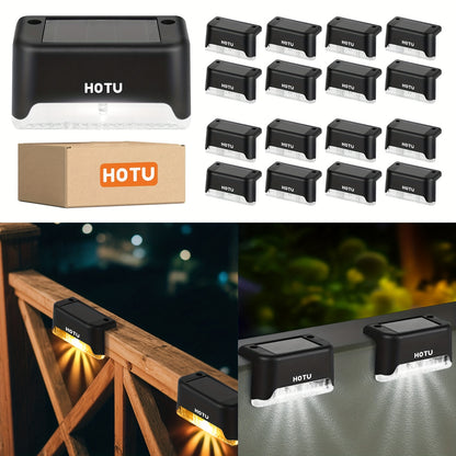 FITPOLO 16er-Pack Solar Stufenleuchten für Außen, LED Deckleuchten, Solar Zaunleuchten, geeignet für Balkon, Terrasse, Treppe, Zaun, Garten und mehr Beleuchtung