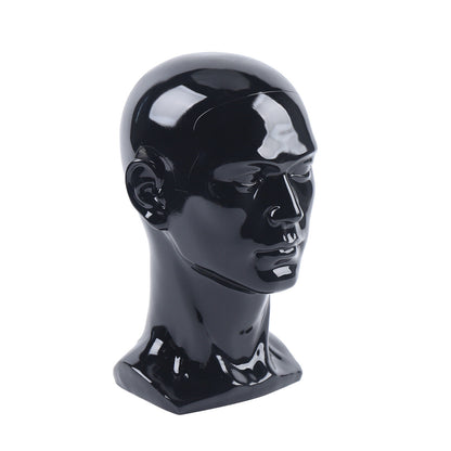 Kopf PVC Mannequin Kopf Mannequin Kopf Display Kopf für Perücken, Helme, Hüte und Schmuck Schwarzes Ladenfenster Kopf Männlich, Mannequin Kopf, Männliches Modellkopf PVC 50 cm Mannequin Kopf für Perücken, Hüte, Turbans, Halstücher und Haarbänder (Schwarz)
