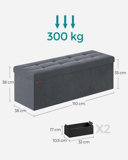 Sitzhocker, Aufbewahrungsbox mit Stauraum, klappbare Sitzbank, bis 300 kg belastbar, für Wohnzimmer Schlafzimmer Flur