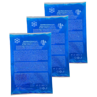 3x Kalt-Warm-Kompresse Gel XL Mehrfachkompresse zum Kühlen und Wärmen Kühlpads ca. 17,3 × 12,4 cm 200gr.