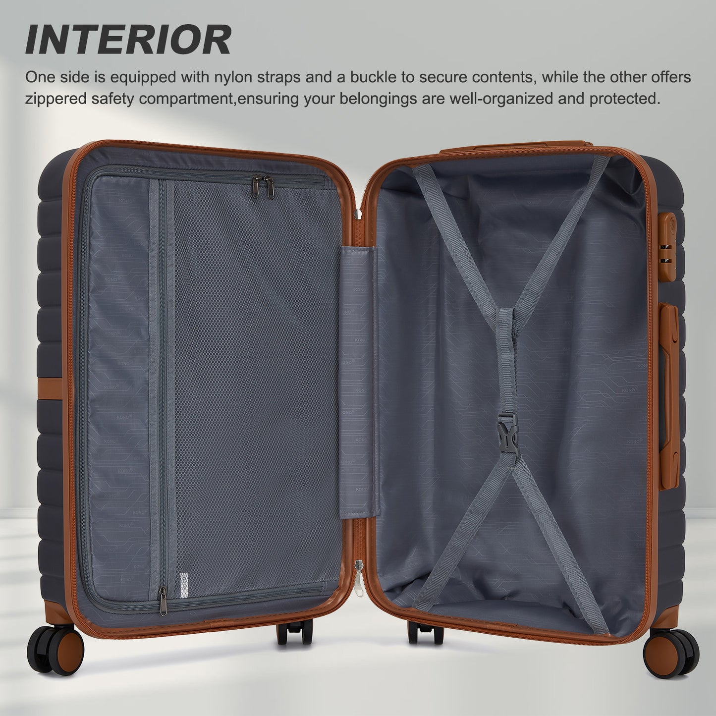 20 Zoll 24 Zoll 28 Zoll Kono Koffer Gepäck ABS+PC Camping Streifendesign mit Colour-Block Details Hartschale mit Spinner Rädern Black Friday Thanksgiving Weihnachtsgeschenk