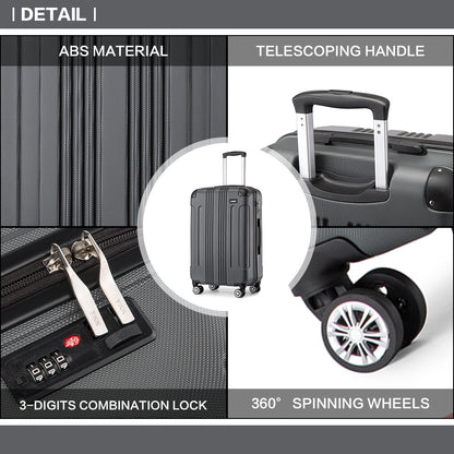 55x35x20cm Boarding-Koffer Hartschale ABS Reisetrolley Kabinengepäck Handgepäckkoffer Handgepäck 33L Black Friday Thanksgiving Day Weihnachtsgeschenk