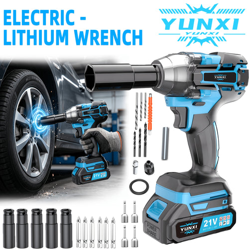 21V Akku-Schlagschrauber mit Akku, Steckschlüssel-Adaptern und multifunktionalem Bit-Set, tragbares Elektrowerkzeug für Autoreifen, Reifenmontage, Garagenerhaltung und Zuhause