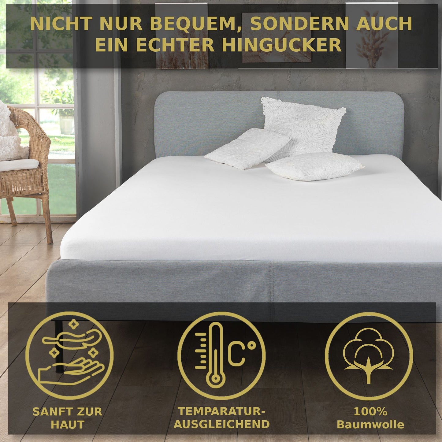 Spannbettlaken 100% Baumwolle, in verschiedenen Perfekte Passform, 100% Jersey Baumwolle, Spannbetttuch, Bettbezug Bettlaken