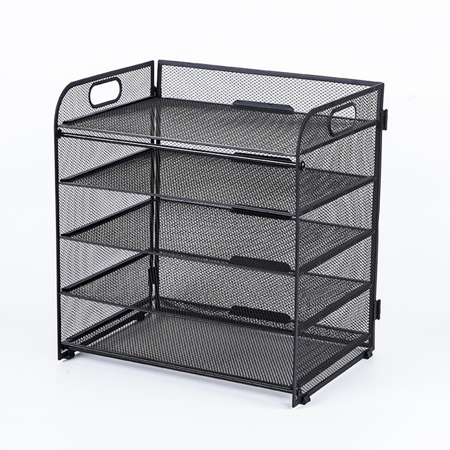 Mesh Desktop Organizer, 5-stöckige Briefablage, stapelbarer Mesh-Dateihalter, A4-Datei-Desktop-Datei-Organizer für Home Office (Schwarz)