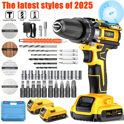21V Handbohrmaschine Lithium Set, Mehrfach-Bohrer-Kombinationen, Ergonomisches Griffdesign, Ausgestattet mit 21V Lithium Elektrischer Schlagfunktion, Geeignet zum Bohren von Holz und Stahl, Ein unverzichtbares, praktisches Werkzeug für Familien, Optional