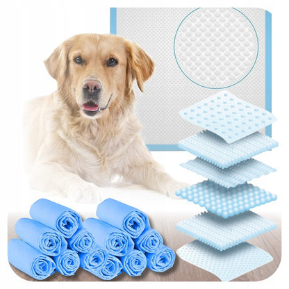 100 Stück Super Saugfähige Einwegunterlagen für Hunde und Katzen, 90x60 cm, Blau & Weiß, Wasserdichte Trainingsmatten für Welpen und Kätzchen, Dicke und Langlebige Unterlagen für Welpen und Kätzchen, Ideal für Haustiere, Geruchskontroll-Toilettenunterlage