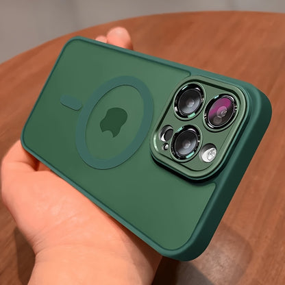 Handyhülle - Luxuriöse magnetische kabellose Ladehülle für iPhone 17 Air 16 15 14 13 12 11 Pro Max Plus, matte, durchscheinende, harte Schutzhülle, stoßfest, Kameraschutz