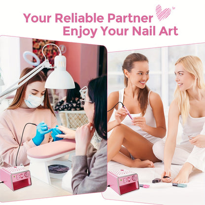 Tragbares Nagelbohrgerät-Set Elektrische Feile 20.000 U/min mit Mehreren Bohreraufsätzen  Polierstreifen für Acrylnägel, Gelentfernung & Politur – Für Nail Salon oder Zuhause, Pink