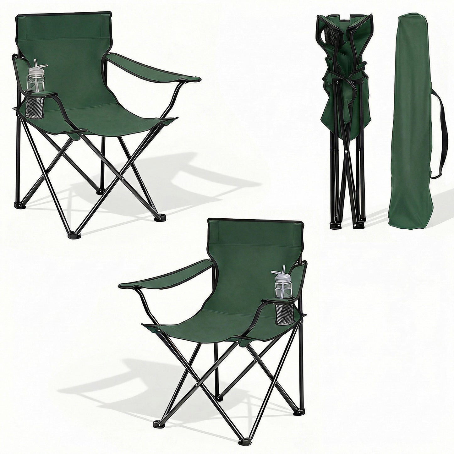 Sunula Klapp-Gartenstuhl, 140 kg Tragkraft, stabiler Klappstuhl für den Außenbereich mit Getränkehalter, 600D Oxford-Gewebe, für Terrasse, Balkon, Garten – inklusive passender Tragetasche (1/2 Stk.)
