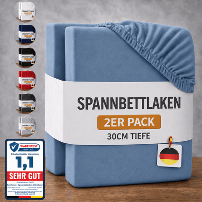 2er-Pack Spannbettlaken aus 100% Mikrofaser (90 g/m²) Elastischer Rundumgummi