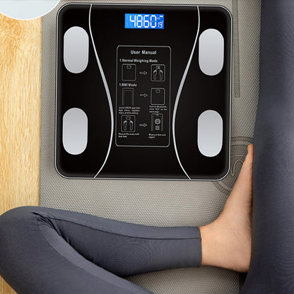 Intelligente Badezimmerwaage RETOO Techpro, analytische Körperfettwaage mit gehärtetem Glas, großes Hintergrundbeleuchtungsdisplay, Messung von Fettgewebe, Muskelgewebe, Wasser, Knochen, BMI, BMR, Synchronisation mit OKOK App, Speichermöglichkeit für 8 Be