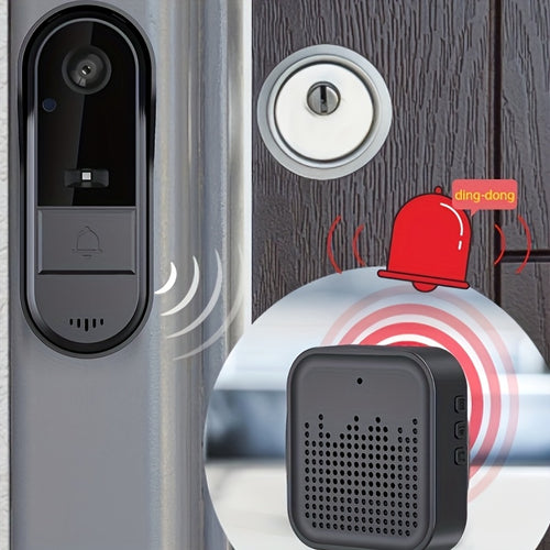 Kabellose Wi-Fi Video Türklingel Kamera, Video Türklingel Kamera Innen/Aussen, KI Menschliche Erkennung und Sofortbenachrichtigungen, 1080P HD Nachtsicht, 2-Wege-Audio, Echtzeit Innenraumüberwachung, USB-betrieben, Lange Akkulaufzeit, Perfekt für Zuhause
