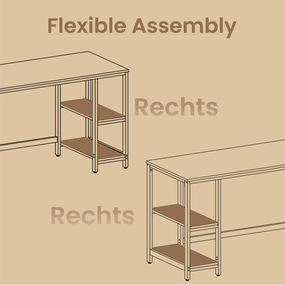 Tisch, Computertisch, Bürotisch, 100 x 50 x 76 cm, moderner Stil, für Arbeitszimmer, Schlafzimmer, Wohnzimmer，Ahornweiß，Ebenholzschwarz