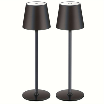 2er-Pack Kabellose Tischlampe LED Schreibtischlampe, 4000mAh Wiederaufladbare Touch Nachtlicht Kabellos Minimalistisches Design für Zuhause/Restaurant/Schlafzimmer/Außenbereich