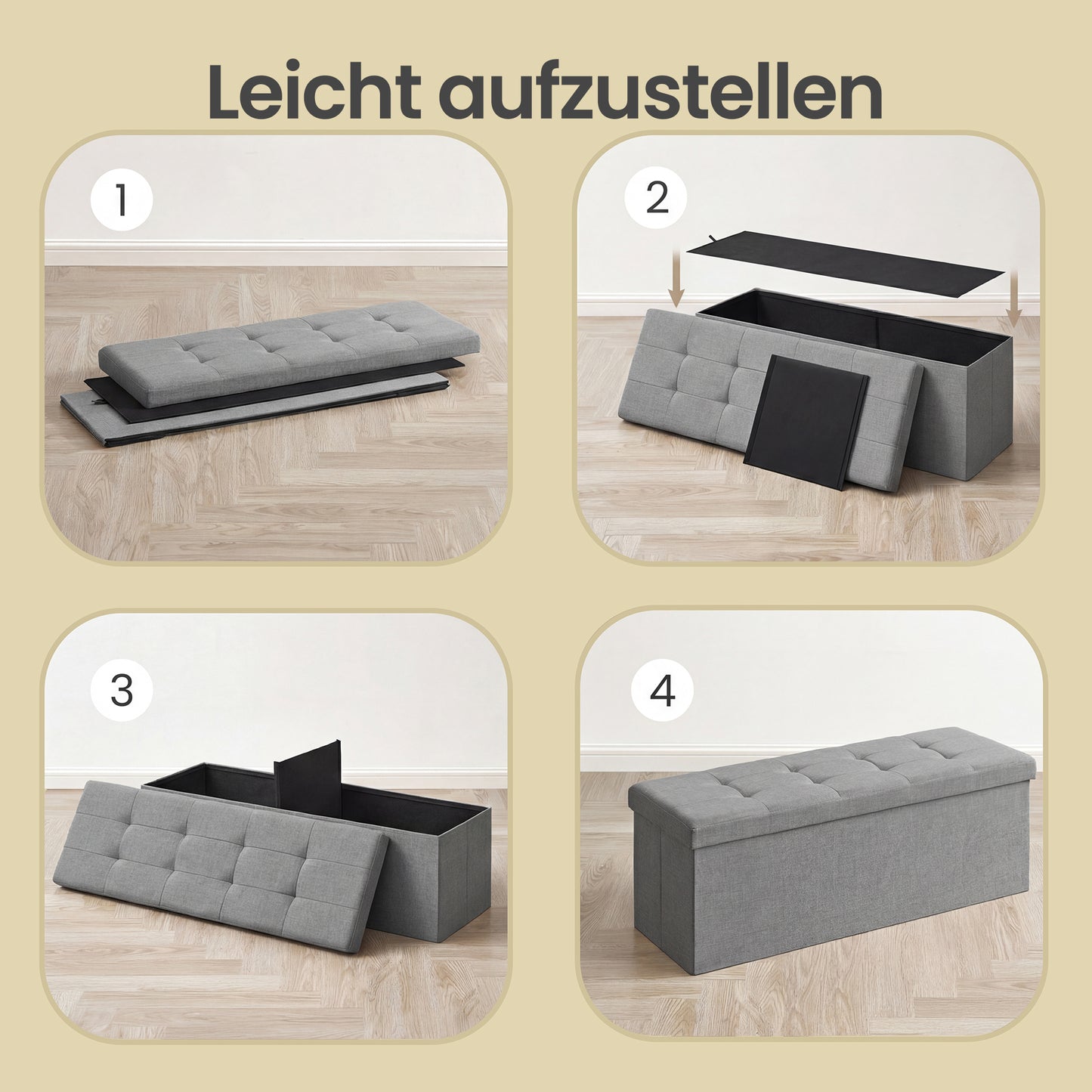 Sitzbank mit Stauraum, Sitztruhe, Bettbank, Aufbewahrungstruhe, für Wohnzimmer, Schlafzimmer, Flur