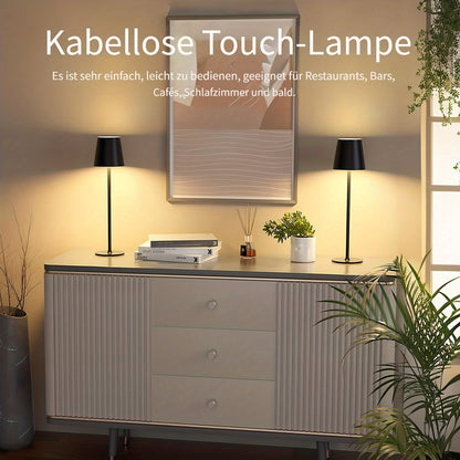 2/4er-Packung Kabellose Tischlampen, Wiederaufladbare Lampen, Touch-Steuerung, 3 Farbtemperaturen, Stufenlos Dimmbar, IPX7 LED Tragbare Kabellose Lampe, 4000mAh Batteriebetriebene Lampe
