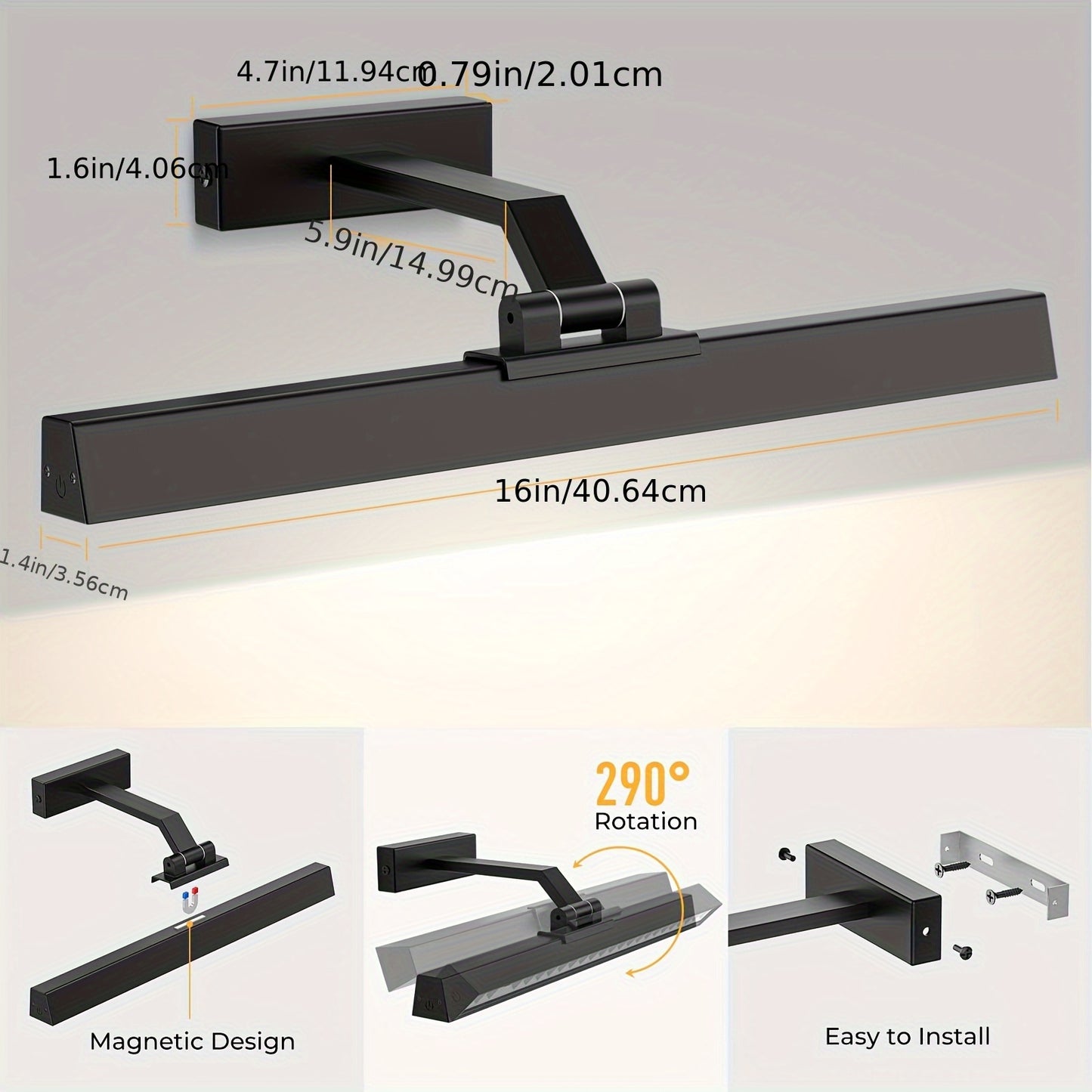 LED, ferngesteuerte, trapezförmige Smart-Lampe, Wandleuchte, Wandlampe, Kunstlicht, erhältlich in Schwarz und Gold, wiederaufladbar, 5000mAh, CCT mit 3 einstellbaren Farbhelligkeitsstufen, magnetische Saugmontagehalterung