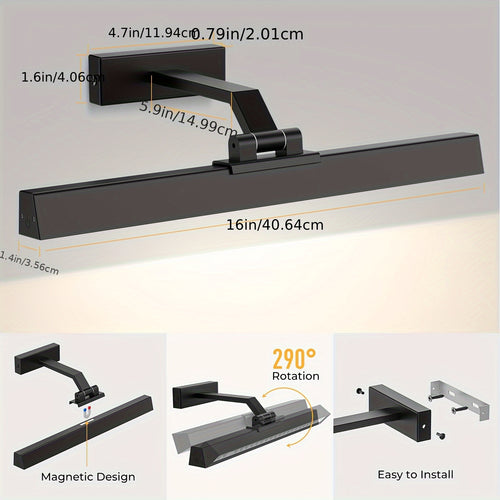 LED, ferngesteuerte, trapezförmige Smart-Lampe, Wandleuchte, Wandlampe, Kunstlicht, erhältlich in Schwarz und Gold, wiederaufladbar, 5000mAh, CCT mit 3 einstellbaren Farbhelligkeitsstufen, magnetische Saugmontagehalterung