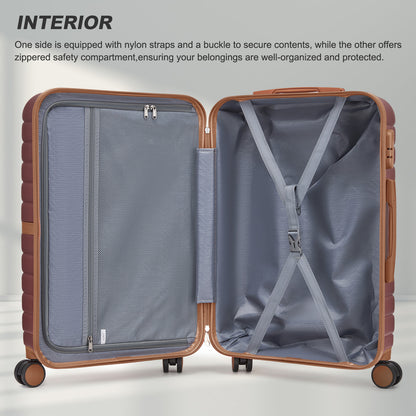 Kono Koffer, 20 Zoll, 24 Zoll, 28 Zoll, ABS+PC, Camping-Gestreiftes Design mit Farbblock-Details, Hartschale mit Spinner-Rollen, Black Friday, Thanksgiving, Weihnachtsgeschenk
