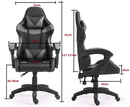 MCC Drehbarer Gaming-Stuhl, Kunstleder, Heimbürostuhl, Schreibtischstuhl, mit Kippfunktion, Modell A