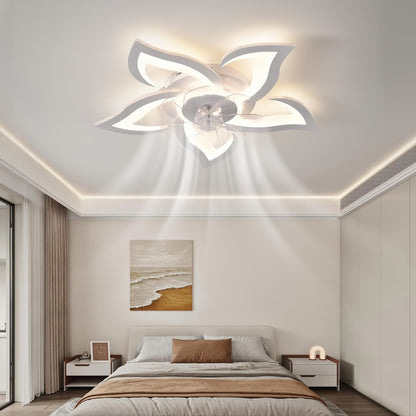 Geometrischer Deckenventilator mit Licht und Fernbedienung, 6 Geschwindigkeiten, 3 Farben, weiße, flache Deckenleuchte für Küche, Schlafzimmer, Wohnzimmer