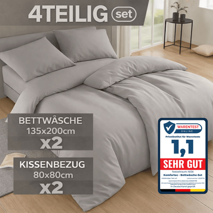 4-teiliges Bettwäsche-Sets 4 verschiedene Größen – 2x Bettbezug & 2x Kissenbezug 80x80 cm & 40x80 cm, Weiche Mikrofaser, Atmungsaktiv & Pflegeleicht, Ganzjahresgeeignet
