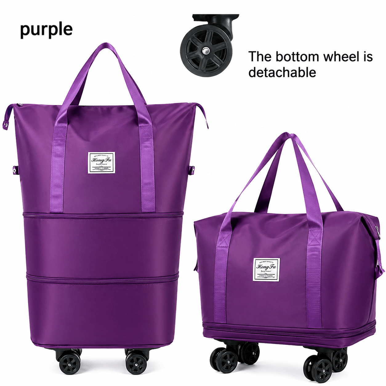 1 Stk. faltbare Reisetasche mit Rädern und großem Fassungsvermögen, erweiterbare Handgepäck-Tragetasche, leichte Gepäcktasche für Reisen, Umzug & den täglichen Gebrauch