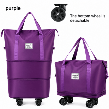 1 Stk. faltbare Reisetasche mit Rädern und großem Fassungsvermögen, erweiterbare Handgepäck-Tragetasche, leichte Gepäcktasche für Reisen, Umzug & den täglichen Gebrauch