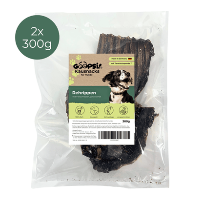 Rehrippen Kauspaß für Hunde - Kauartikel mit Fleischanteil, luftgetrocknet, Premiumqualität aus Deutschland, Belohnung & Zahnpflege, naturbelassen, vorgeschnitten, Hundesnack für mittelgroße und große Hunde, Welpen und Erwachsene Hunde - Hundeleckerli, Hu
