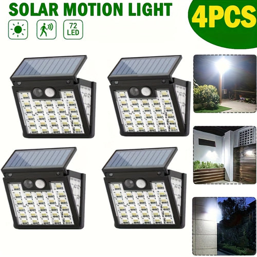 4er-Set Solarleuchten für den Außenbereich, IP65 Bewegungsmelder-Außenleuchten mit 3 Beleuchtungsmodi, für Zaun, Hof, Wanddeko Solarstrahler für den Außenbereich
