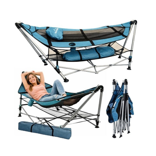 Garten-Hängemattenstuhl mit Camping-Gestell für den Garten, hält bis zu 135 kg, strapazierfähige Tragetasche