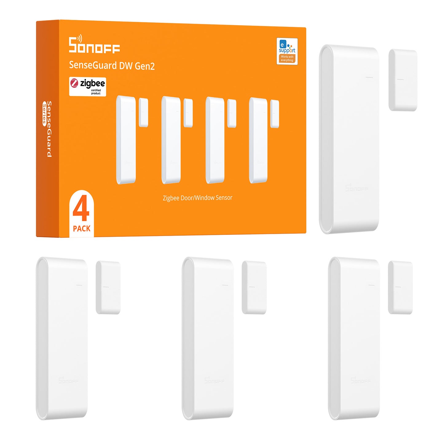 SONOFF SNZB-04PR2 Zigbee Tür - und Fenstersensor, Smart-Home-Sicherheit, intelligenter Fenster- und türkontakt Alarmanlage, Tür Fensterkontakt, Drahtloser Detektor, Erfordert Zigbee Hub, Smart Home türsensor kompatibel mit Alexa und Google Home Assistant,