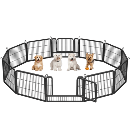 Costoffs 80 x 60 cm Hunde Laufstall Welpenlaufstall Freilaufgehege Tierlaufstall mit Tür & Bodenheringe für Indoor & Outdoor
