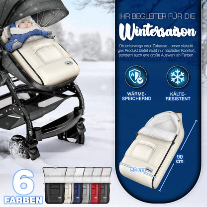KIDUKU® Winterfußsack für Kinderwagen Buggy Jogger - Babyfußsack waschbar | Fußsack Babyschale Winterfußwärmer mit Reißverschluss & Tasche