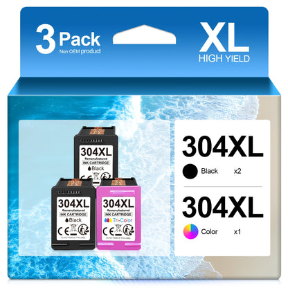 Wiederaufbereitete 304XL Druckerpatronen Ersatz für HP 304 XL Multipack Schwarz  Farbe Kompatibel mit Envy 5000 5010 5020 5030 5032, Deskjet 2620 2622 2630 3720 3735 3750 3760 3762 3764