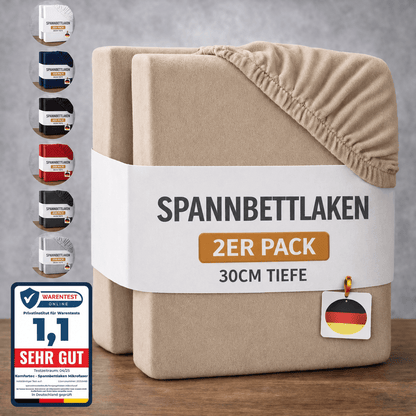 2er-Pack Spannbettlaken aus 100% Mikrofaser (90 g/m²) Elastischer Rundumgummi