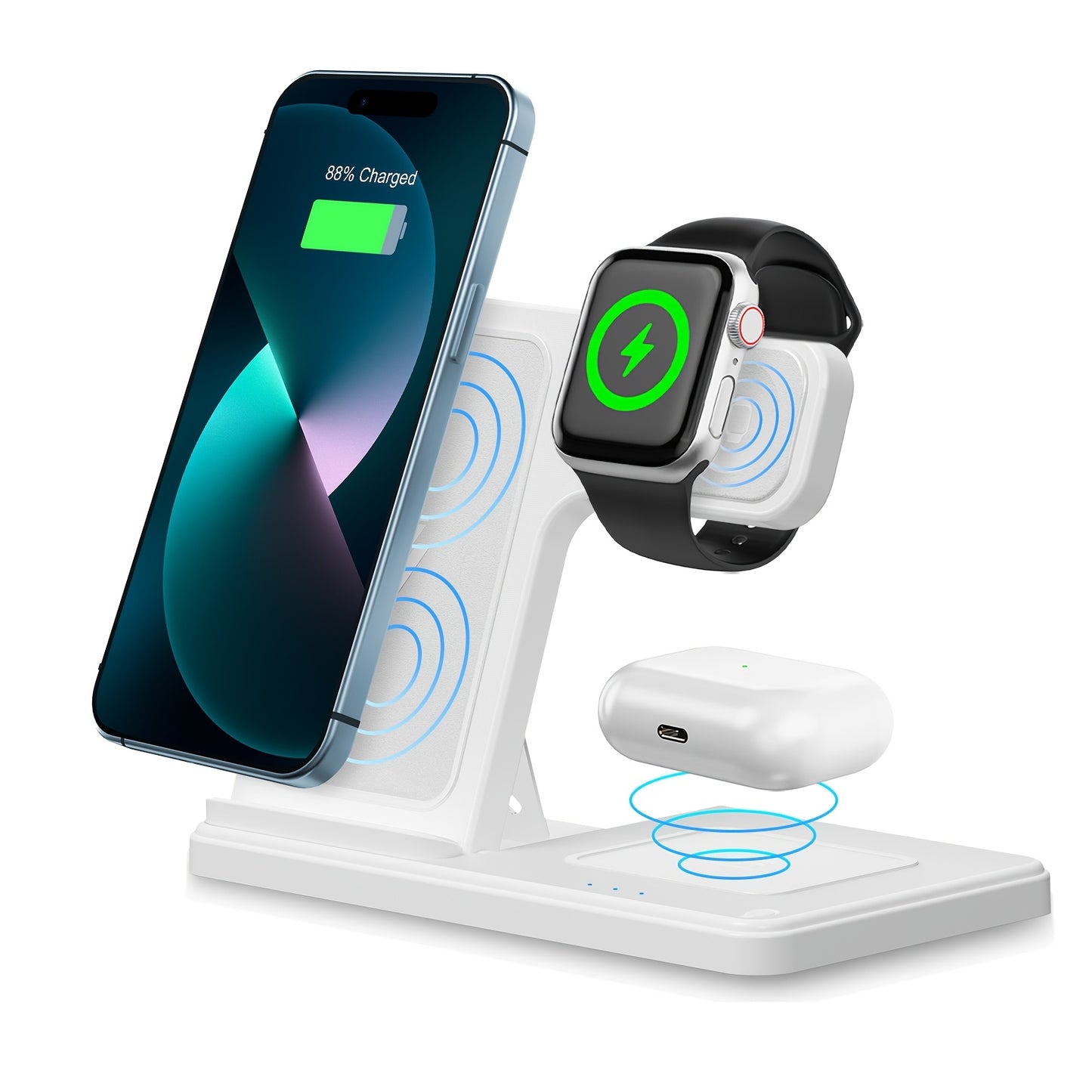 3-in-1 15W kabellose Ladestation, faltbares & tragbares Design für iPhone 17 16 15 14 13 Pro Max/Pro/Mini/Plus, für for  3/2/Pro, für iWatch Ultra10/ 9/8 7/6/5/4/3/2 SE, Geschenke für Familie, Freunde  Liebste, für Weihnachtsgeschenke