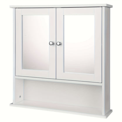 1-tlg. Badezimmerspiegel-Wandschrank, weißes MDF mit verstellbaren Regalböden, Türen, Badezimmermöbel-Set, stilvoller Stauraum für Badezimmer, Schlafzimmer oder Flur, einfache Montage, hochwertige Verarbeitung, 60x58x16cm