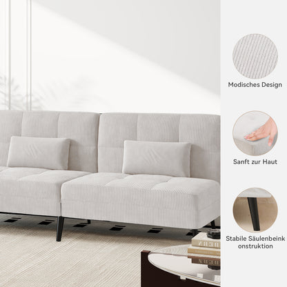 Sofa Schlafsofa mit Schlaffunktion, überzug Futon Klappsofa, Bettcouch, ecksofa, Couch Gästebett, 3-Sitzer Sofa, mit verstellbare Rückenlehne aus Stoff
