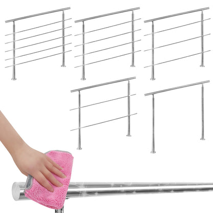 Treppengeländer aus Edelstahl für Treppen, Balkon, Terrasse, Garten, Balustrade, horizontale Stäbe, Treppengeländer, Handlauf, Halterung mit 0-5 Querstäben, oberflächenmontierte Treppe mit 2 Pfosten, Edelstahl Eingangsgeländer, Konstrukteursatz, Universal