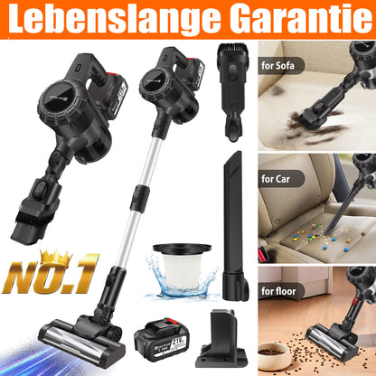 800W Multifunktionaler Staubsauger ohne Beutel, kabellos, 1x oder 2x Akku, leichter Stielstaubsauger, kabelloser Wischstaubsauger mit LED-Display, Laufzeit, selbststehender, aufrechter Staubsauger, leichter Handstaubsauger für Zuhause, Tierhaare, Teppich,