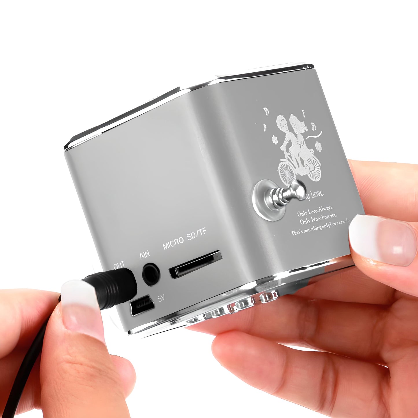 Kabelloser Lautsprecher mit UKW-Radio und LED-Hintergrundbeleuchtung, RETOO TechPro, tragbarer Mini-MP3-Player mit MicroSD-Kartenleser und USB-Anschluss, kompakter Lautsprecher mit integrierter Antenne und Akku, 3,5-mm-Klinkenanschluss für Kopfhörer, USB-