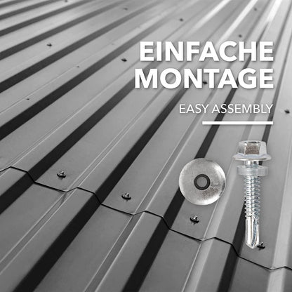 Trapezblech Set 15 Stück – 7,7 m² Wand & Dach – 115x45 cm Profilblech inkl. Befestigungsschrauben – 0,25 mm stark