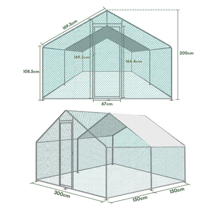 Hühnerstall Freilaufgehege XL mit Schloss, Hühnerhaus Freiluft-Geflügelstall, für Hühnerkäfig Kleintiere Vogelkäfig Haustierkäfig