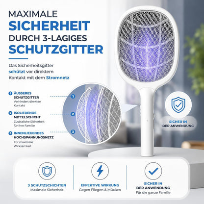 TK Elektrische Fliegenklatsche mit USB Ladestecker – Insekten- und Mückenfänger für Fliegen, Mücken und andere Insekten