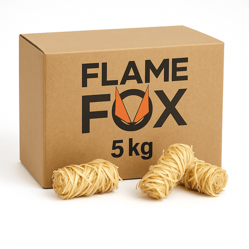 FLAME FOX Anzündwolle XXL 10kg aus Holzwolle & Wachs I Kaminanzünder & Grillanzünder für Kamin, Ofen & Feuerschale