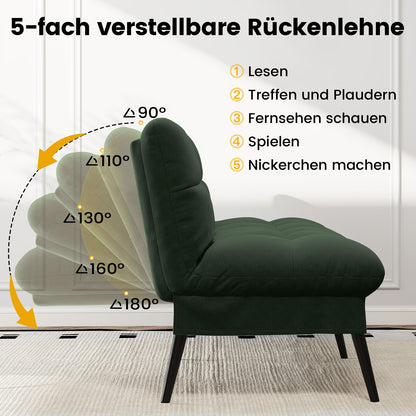 Sofa Schlafsofa mit Schlaffunktion, überzug Futon Klappsofa, Bettcouch, ecksofa, Couch Gästebett, 3-Sitzer Sofa, mit verstellbare Rückenlehne aus Stoff