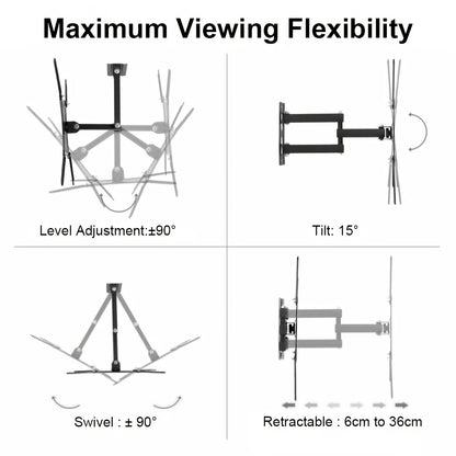1 Stk. Ausziehbarer, drehbarer TV-Ständer, Wandmontierte Teleskophalterung, Computermonitor Wandmontage, Geeignet für die meisten 43.18-139.7 cm TVs oder Computermonitore, mit 4 Verlängerungsarmen, Tragkraft 20Kg