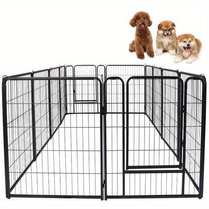 80x80cm Hundekennel-Set Freilaufgehege Hundezaun Welpenlauf mit Türen & Bodenankern Faltbarer Tierkinderwagen Welpenzaun Tragbares Welpenspielzeug für Garten und Camping